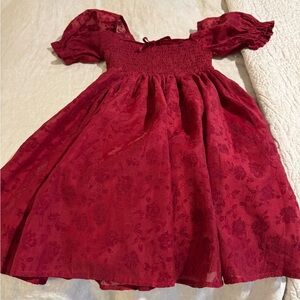 Altar'd State Burgundy Floral Puff Sleeve Dress
